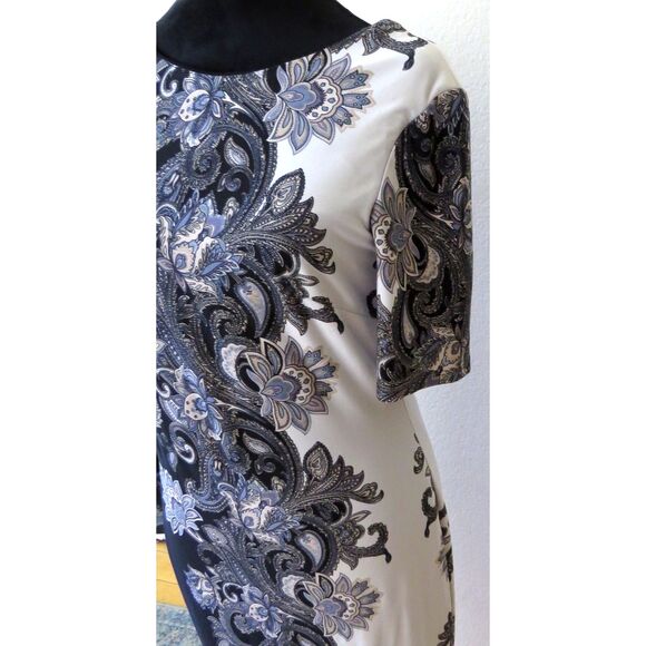 Nicole Miller Studio Paisley Print Column  Midi Dress Size 8  EUC - Picture 6 of 10